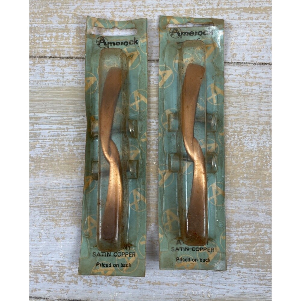Vtg Amerock T 444 Satin Copper Drawer Cabinet Bar Pulls 4.25” Rough Pkg NOS USA